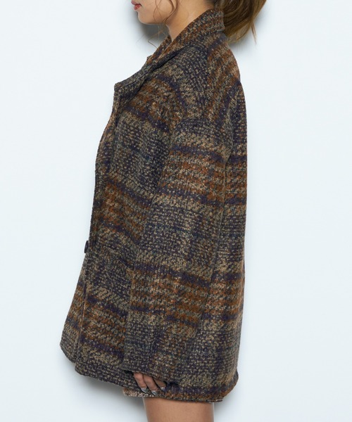 CECIL McBEE（セシルマクビー）の「セットアップブークレーチェックダブルジャケット（セットアップ・レディース・オレンジ/ベージュ・MEDIUM）」の9枚目の写真