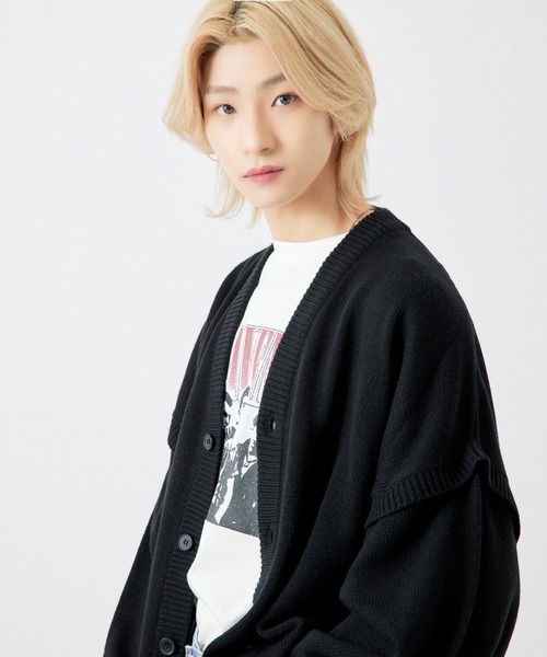 re_k by JUNRED（レクバイジュンレッド）の「【　re_k by JUNRED　】2WAY BIGカーディガン（カーディガン/ボレロ・メンズ・グリーン/ブルー系その他4/ブラック・L/M/S）」の11枚目の写真