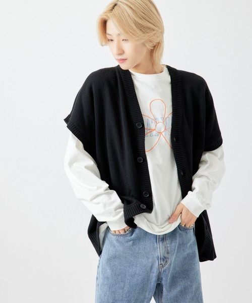 re_k by JUNRED（レクバイジュンレッド）の「【　re_k by JUNRED　】2WAY BIGカーディガン（カーディガン/ボレロ・メンズ・グリーン/ブルー系その他4/ブラック・L/M/S）」の12枚目の写真