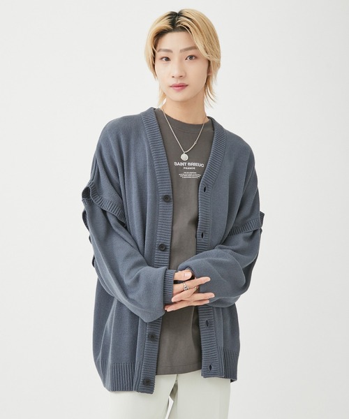 re_k by JUNRED（レクバイジュンレッド）の「【　re_k by JUNRED　】2WAY BIGカーディガン（カーディガン/ボレロ・メンズ・グリーン/ブルー系その他4/ブラック・L/M/S）」の15枚目の写真