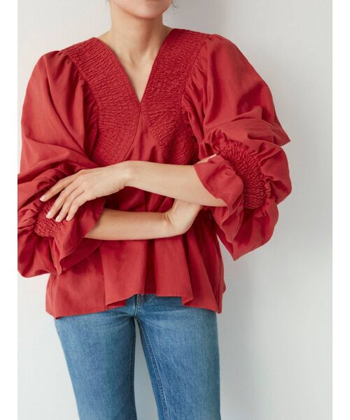 Ungrid（アングリッド）の「フロントギャザーボリュームブラウス（シャツ/ブラウス・レディース・ブラック/レッド/オフホワイト・FREE）」の7枚目の写真