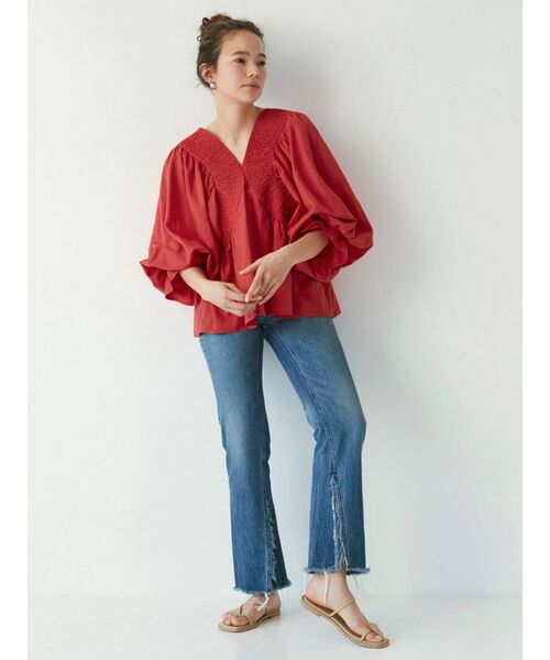 Ungrid（アングリッド）の「フロントギャザーボリュームブラウス（シャツ/ブラウス・レディース・ブラック/レッド/オフホワイト・FREE）」の5枚目の写真