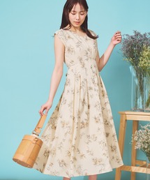 【WEB限定カラーあり】ペイントラインフラワーワンピース