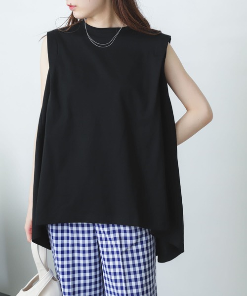 SENSE OF PLACE by URBAN RESEARCH（センスオブプレイスバイアーバンリサーチ）の「オーガニックコットンノースリーブフレアTシャツ（Tシャツ/カットソー・レディース・ブラック/オフホワイト/グリーン・ONE）」の22枚目の写真