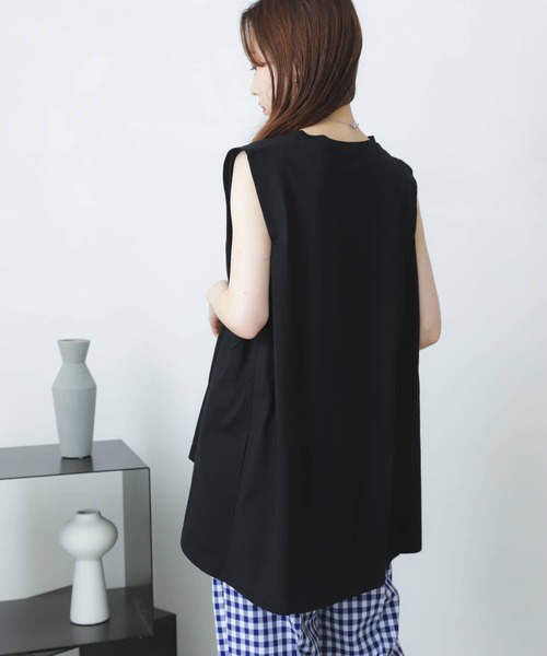 SENSE OF PLACE by URBAN RESEARCH（センスオブプレイスバイアーバンリサーチ）の「オーガニックコットンノースリーブフレアTシャツ（Tシャツ/カットソー・レディース・ブラック/オフホワイト/グリーン・ONE）」の21枚目の写真