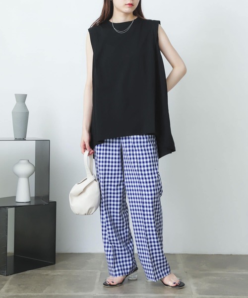 SENSE OF PLACE by URBAN RESEARCH（センスオブプレイスバイアーバンリサーチ）の「オーガニックコットンノースリーブフレアTシャツ（Tシャツ/カットソー・レディース・ブラック/オフホワイト/グリーン・ONE）」の20枚目の写真