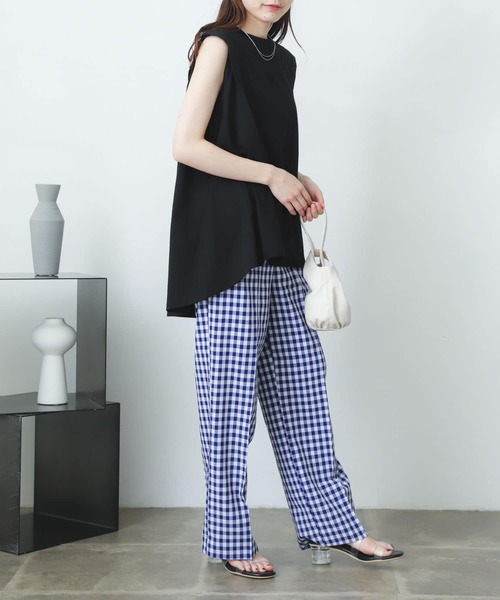 SENSE OF PLACE by URBAN RESEARCH（センスオブプレイスバイアーバンリサーチ）の「オーガニックコットンノースリーブフレアTシャツ（Tシャツ/カットソー・レディース・ブラック/オフホワイト/グリーン・ONE）」の19枚目の写真