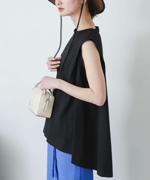 SENSE OF PLACE by URBAN RESEARCH（センスオブプレイスバイアーバンリサーチ）の「オーガニックコットンノースリーブフレアTシャツ（Tシャツ/カットソー・レディース・ブラック/オフホワイト/グリーン・ONE）」の18枚目の写真