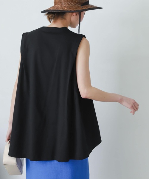 SENSE OF PLACE by URBAN RESEARCH（センスオブプレイスバイアーバンリサーチ）の「オーガニックコットンノースリーブフレアTシャツ（Tシャツ/カットソー・レディース・ブラック/オフホワイト/グリーン・ONE）」の17枚目の写真