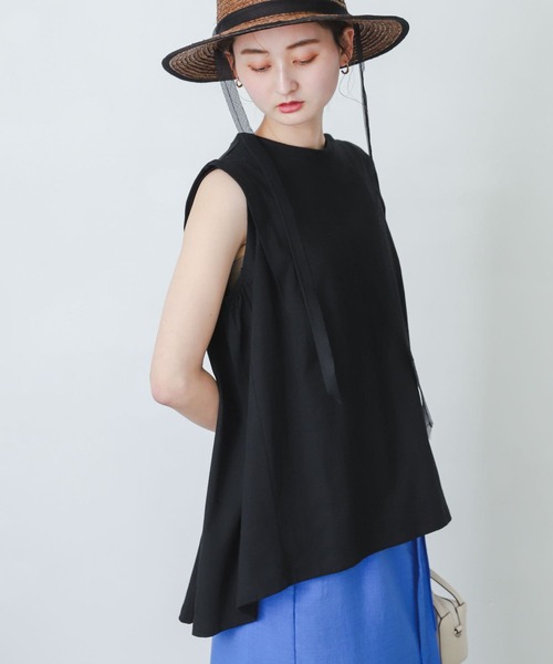 SENSE OF PLACE by URBAN RESEARCH（センスオブプレイスバイアーバンリサーチ）の「オーガニックコットンノースリーブフレアTシャツ（Tシャツ/カットソー・レディース・ブラック/オフホワイト/グリーン・ONE）」の14枚目の写真