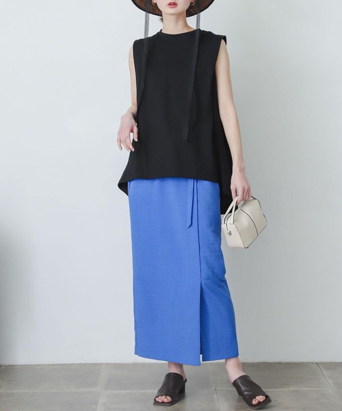 SENSE OF PLACE by URBAN RESEARCH（センスオブプレイスバイアーバンリサーチ）の「オーガニックコットンノースリーブフレアTシャツ（Tシャツ/カットソー・レディース・ブラック/オフホワイト/グリーン・ONE）」の13枚目の写真