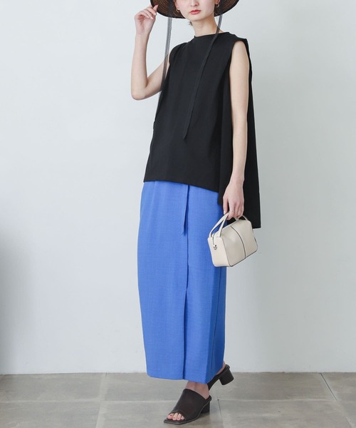 SENSE OF PLACE by URBAN RESEARCH（センスオブプレイスバイアーバンリサーチ）の「オーガニックコットンノースリーブフレアTシャツ（Tシャツ/カットソー・レディース・ブラック/オフホワイト/グリーン・ONE）」の12枚目の写真