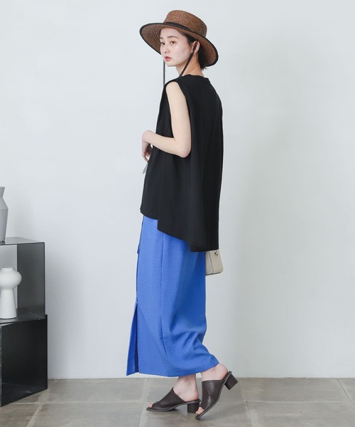 SENSE OF PLACE by URBAN RESEARCH（センスオブプレイスバイアーバンリサーチ）の「オーガニックコットンノースリーブフレアTシャツ（Tシャツ/カットソー・レディース・ブラック/オフホワイト/グリーン・ONE）」の11枚目の写真