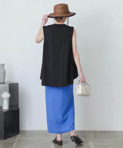 SENSE OF PLACE by URBAN RESEARCH（センスオブプレイスバイアーバンリサーチ）の「オーガニックコットンノースリーブフレアTシャツ（Tシャツ/カットソー・レディース・ブラック/オフホワイト/グリーン・ONE）」の10枚目の写真