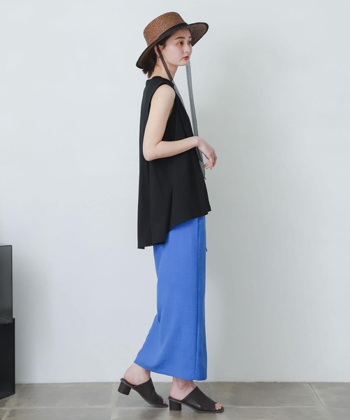 SENSE OF PLACE by URBAN RESEARCH（センスオブプレイスバイアーバンリサーチ）の「オーガニックコットンノースリーブフレアTシャツ（Tシャツ/カットソー・レディース・ブラック/オフホワイト/グリーン・ONE）」の9枚目の写真