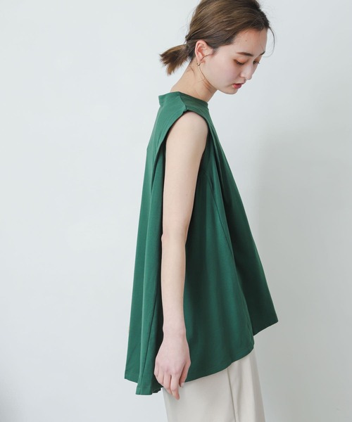 SENSE OF PLACE by URBAN RESEARCH（センスオブプレイスバイアーバンリサーチ）の「オーガニックコットンノースリーブフレアTシャツ（Tシャツ/カットソー・レディース・ブラック/オフホワイト/グリーン・ONE）」の7枚目の写真