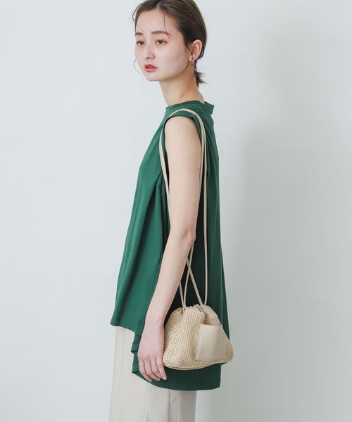 SENSE OF PLACE by URBAN RESEARCH（センスオブプレイスバイアーバンリサーチ）の「オーガニックコットンノースリーブフレアTシャツ（Tシャツ/カットソー・レディース・ブラック/オフホワイト/グリーン・ONE）」の6枚目の写真