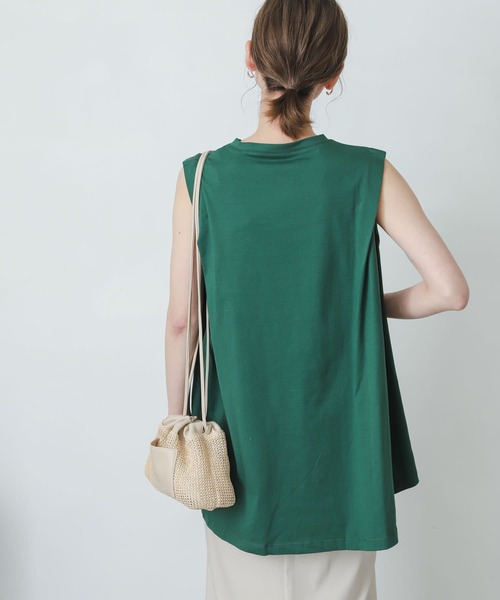 SENSE OF PLACE by URBAN RESEARCH（センスオブプレイスバイアーバンリサーチ）の「オーガニックコットンノースリーブフレアTシャツ（Tシャツ/カットソー・レディース・ブラック/オフホワイト/グリーン・ONE）」の5枚目の写真