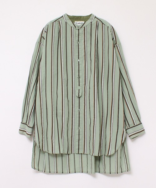 RNA-N（アールエヌエーエヌ）の「B2695 モールストライプシャツ（シャツ/ブラウス・レディース・ダークブラウン/ベージュ/ライトグリーン・MEDIUM）」の3枚目の写真