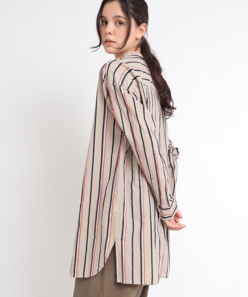 RNA-N（アールエヌエーエヌ）の「B2695 モールストライプシャツ（シャツ/ブラウス・レディース・ダークブラウン/ベージュ/ライトグリーン・MEDIUM）」の15枚目の写真
