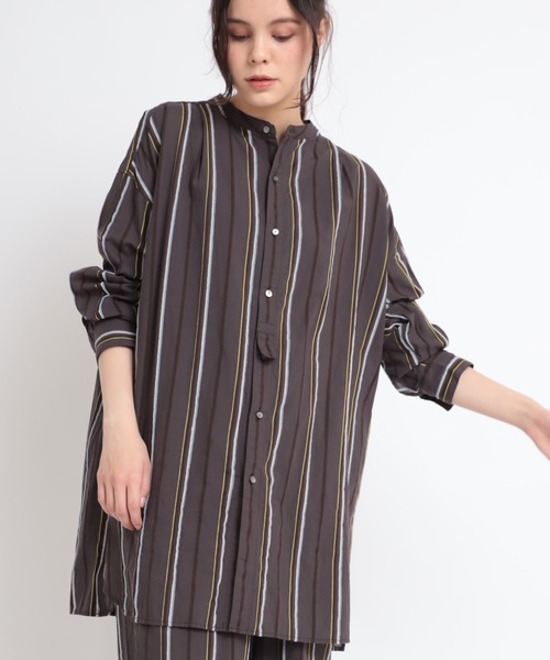 RNA-N（アールエヌエーエヌ）の「B2695 モールストライプシャツ（シャツ/ブラウス・レディース・ダークブラウン/ベージュ/ライトグリーン・MEDIUM）」の20枚目の写真