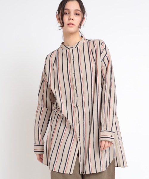 RNA-N（アールエヌエーエヌ）の「B2695 モールストライプシャツ（シャツ/ブラウス・レディース・ダークブラウン/ベージュ/ライトグリーン・MEDIUM）」の10枚目の写真