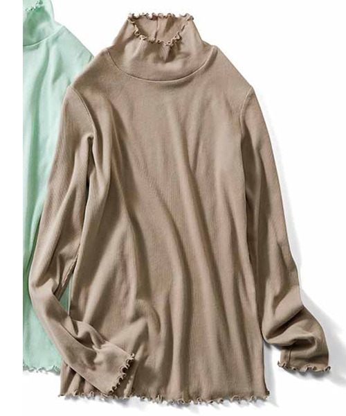 IEDIT（イディット）の「ＩＥＤＩＴ　一枚でも重ね着にも！消臭コットンリブハイネックトップス（Tシャツ/カットソー・レディース・パープル/ミント/モカ・X-LARGE/XX-LARGE/MEDIUM/LARGE/SMALL）」の2枚目の写真