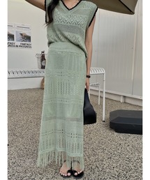 LAFFMO（ラフモ）の「クロシェニットベスト＆スカート セットアップ（セットアップ）」