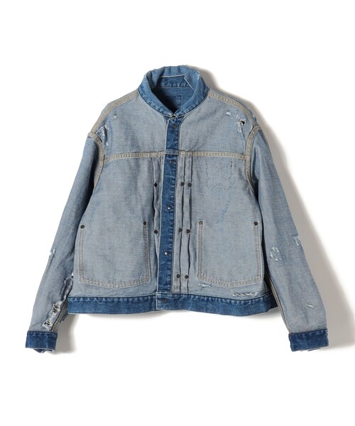 Needles（ニードルス）の「NEEDLES:〈手洗い可能〉パピヨンパッチジーンジャケット（ブルゾン・レディース・ブルー・ONE SIZE）」の4枚目の写真
