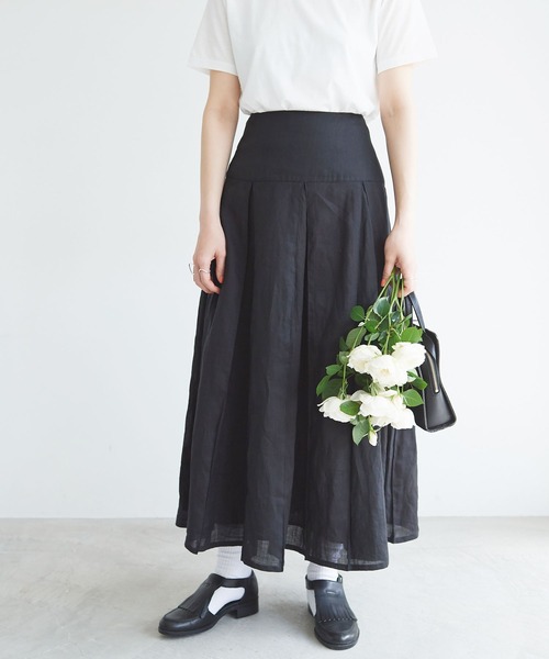 fig Ｌondon（フィグロンドン）の「holiday ramie SK（スカート・レディース・ホワイト/ブラック/ピンク・FREE）」の2枚目の写真