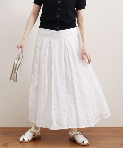 fig Ｌondon（フィグロンドン）の「holiday ramie SK（スカート・レディース・ホワイト/ブラック/ピンク・FREE）」の8枚目の写真