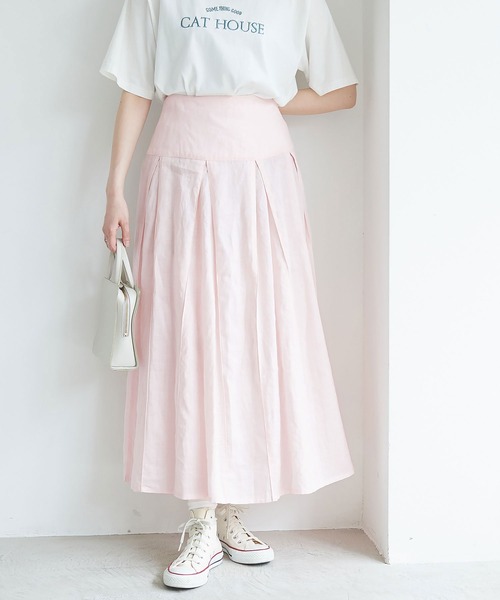 fig Ｌondon（フィグロンドン）の「holiday ramie SK（スカート・レディース・ホワイト/ブラック/ピンク・FREE）」の4枚目の写真