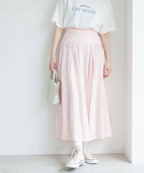 fig Ｌondon（フィグロンドン）の「holiday ramie SK（スカート・レディース・ホワイト/ブラック/ピンク・FREE）」の5枚目の写真