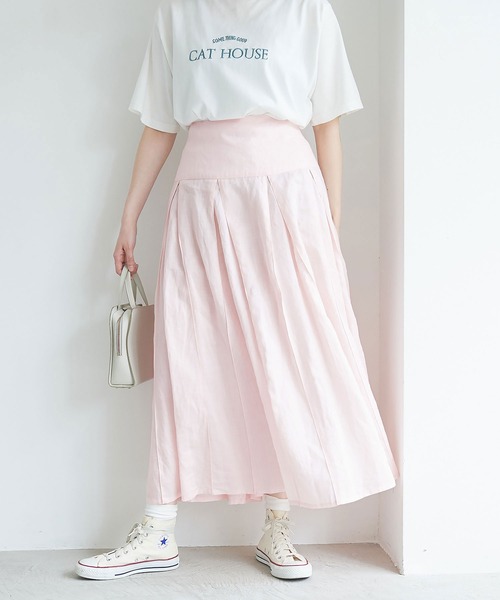 fig Ｌondon（フィグロンドン）の「holiday ramie SK（スカート・レディース・ホワイト/ブラック/ピンク・FREE）」の6枚目の写真