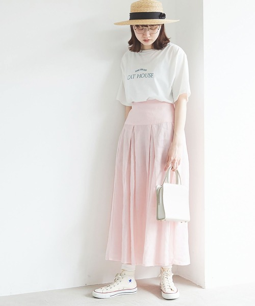 fig Ｌondon（フィグロンドン）の「holiday ramie SK（スカート・レディース・ホワイト/ブラック/ピンク・FREE）」の14枚目の写真