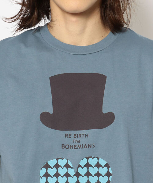 BOHEMIANS（ボヘミアンズ）の「BOHEMIANS/ボヘミアンズ　LOVE HAT HEART PT S/S Tee　ラブハットハートプリントTシャツ　BT-4H（Tシャツ/カットソー・メンズ・ホワイト/ブルーグレー・MEDIUM/X-LARGE/LARGE）」の5枚目の写真