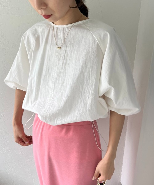CAPRICIEUX LE'MAGE（カプリシューレマージュ）の「裾ドロストバルーンブラウス（シャツ/ブラウス・レディース・ホワイト/ブラック/オレンジ・FREE）」の6枚目の写真