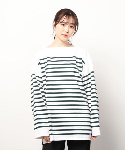 ORCIVAL（オーシバル）の「ORCIVAL/オーシバル　ワイドボディ ボートネック ロングスリーブプルオーバー　＃6130（Tシャツ/カットソー・レディース・グリーン/ネイビー・7）」の13枚目の写真