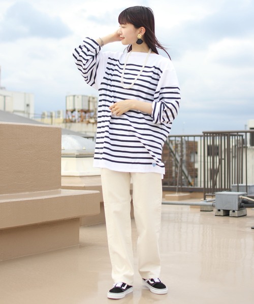 ORCIVAL（オーシバル）の「ORCIVAL/オーシバル　ワイドボディ ボートネック ロングスリーブプルオーバー　＃6130（Tシャツ/カットソー・レディース・グリーン/ネイビー・7）」の5枚目の写真