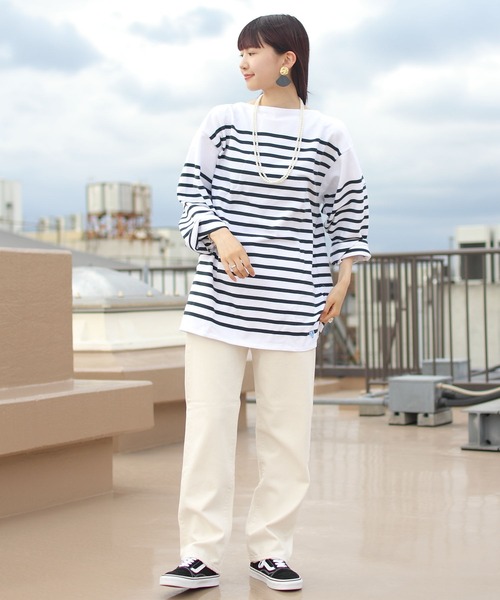 ORCIVAL（オーシバル）の「ORCIVAL/オーシバル　ワイドボディ ボートネック ロングスリーブプルオーバー　＃6130（Tシャツ/カットソー・レディース・グリーン/ネイビー・7）」の6枚目の写真