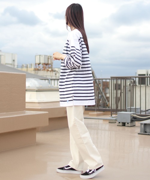 ORCIVAL（オーシバル）の「ORCIVAL/オーシバル　ワイドボディ ボートネック ロングスリーブプルオーバー　＃6130（Tシャツ/カットソー・レディース・グリーン/ネイビー・7）」の7枚目の写真