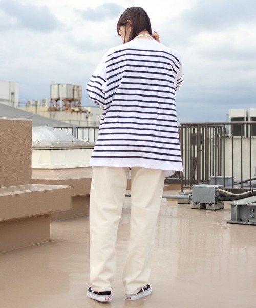 ORCIVAL（オーシバル）の「ORCIVAL/オーシバル　ワイドボディ ボートネック ロングスリーブプルオーバー　＃6130（Tシャツ/カットソー・レディース・グリーン/ネイビー・7）」の8枚目の写真