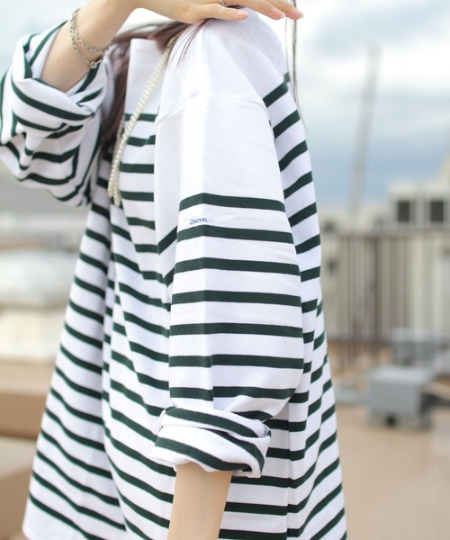 ORCIVAL（オーシバル）の「ORCIVAL/オーシバル　ワイドボディ ボートネック ロングスリーブプルオーバー　＃6130（Tシャツ/カットソー・レディース・グリーン/ネイビー・7）」の12枚目の写真