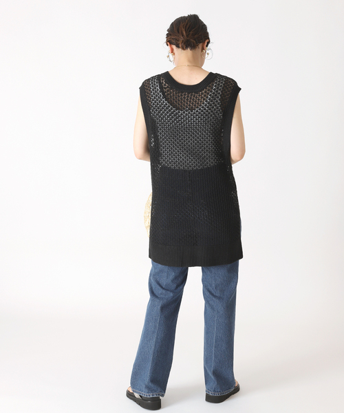B.C STOCK（ベーセーストック）の「スカシニットベスト（ニット/セーター・レディース・ホワイト/ブラック/ブラウン・FREE）」の8枚目の写真