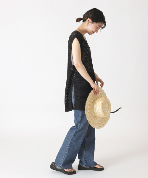 B.C STOCK（ベーセーストック）の「スカシニットベスト（ニット/セーター・レディース・ホワイト/ブラック/ブラウン・FREE）」の9枚目の写真