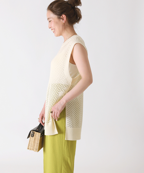 B.C STOCK（ベーセーストック）の「スカシニットベスト（ニット/セーター・レディース・ホワイト/ブラック/ブラウン・FREE）」の12枚目の写真