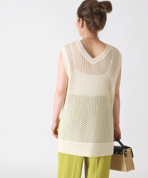 B.C STOCK（ベーセーストック）の「スカシニットベスト（ニット/セーター・レディース・ホワイト/ブラック/ブラウン・FREE）」の13枚目の写真