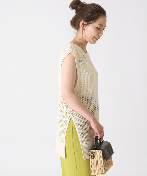 B.C STOCK（ベーセーストック）の「スカシニットベスト（ニット/セーター・レディース・ホワイト/ブラック/ブラウン・FREE）」の14枚目の写真