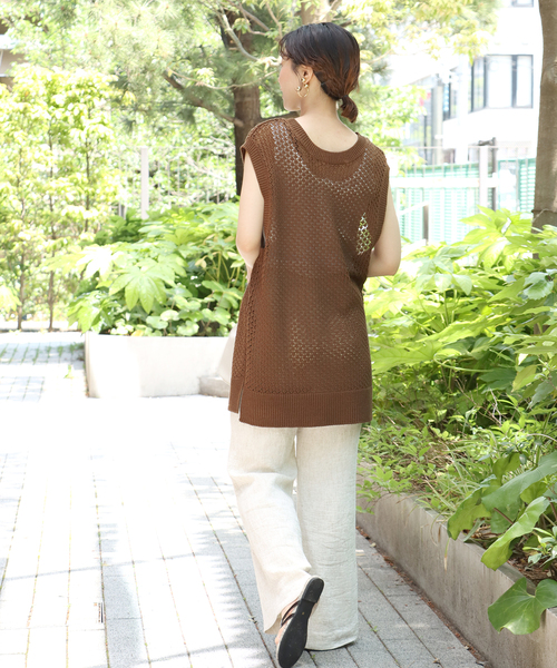 B.C STOCK（ベーセーストック）の「スカシニットベスト（ニット/セーター・レディース・ホワイト/ブラック/ブラウン・FREE）」の19枚目の写真