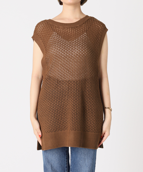 B.C STOCK（ベーセーストック）の「スカシニットベスト（ニット/セーター・レディース・ホワイト/ブラック/ブラウン・FREE）」の20枚目の写真